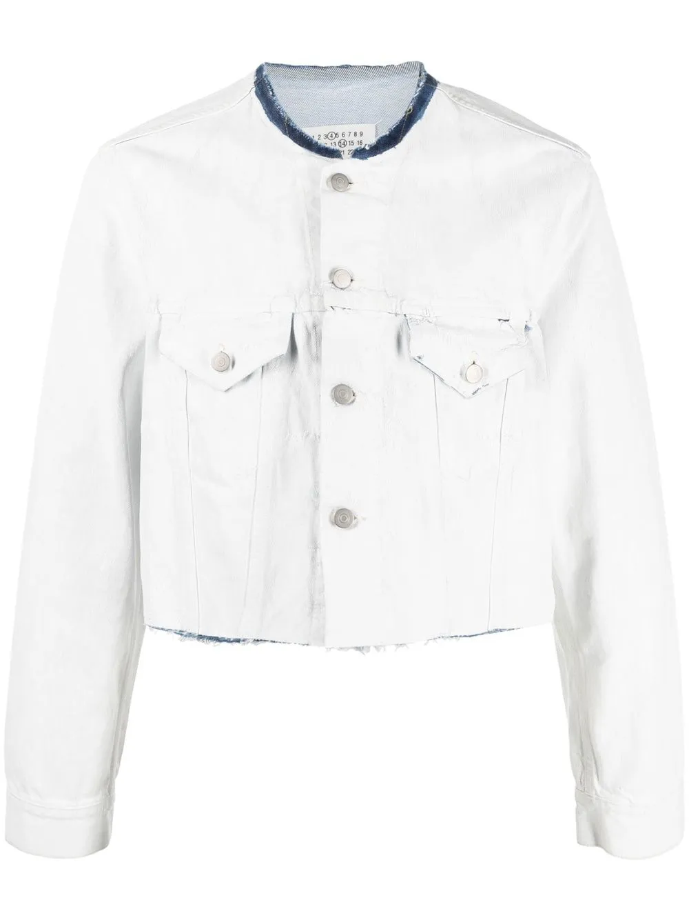 

Укороченная джинсовая куртка без воротника MAISON MARGIELA, белый