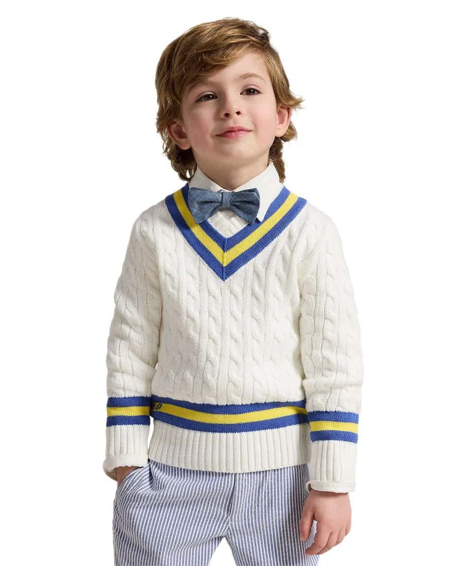 Свитер "Культовый крикет" для мальчиков 2-7 лет Polo Ralph Lauren, белый