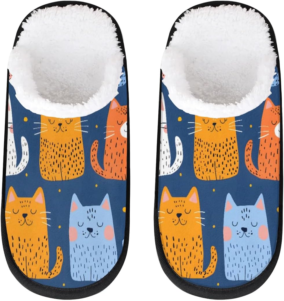 

Тапочки Gublec для женщин и мужчин, уютные с нескользящей подошвой, для дома, теплые плюшевые тапочки для дома, спальни и путешествий, Funny Cats Print