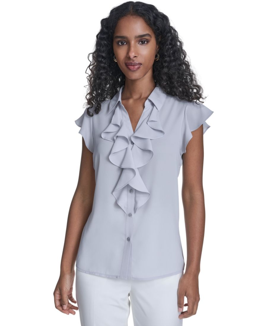 

Женская однотонная футболка с коротким рукавом Calvin Klein, Mist