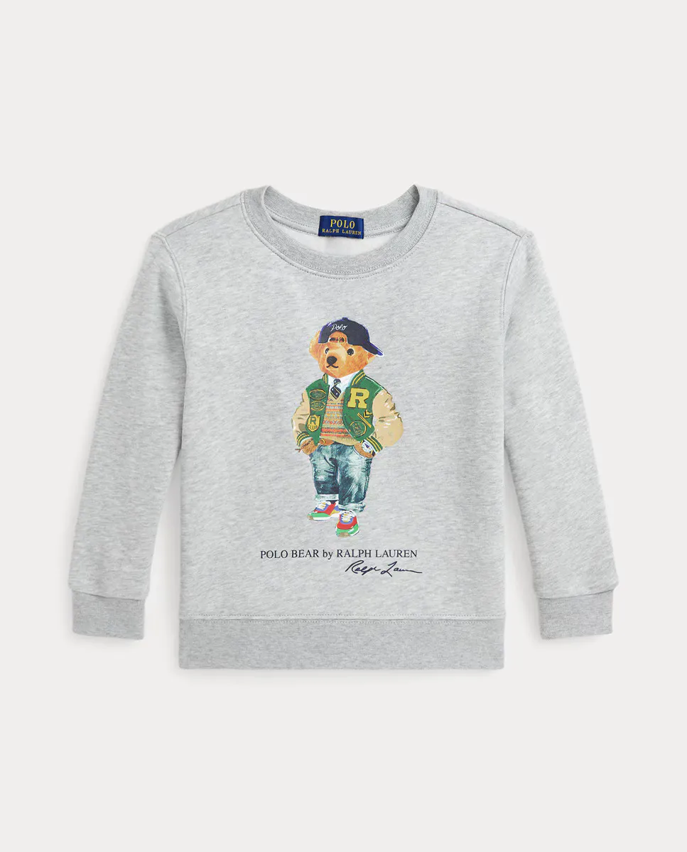 

Толстовка с круглым вырезом для мальчика с мишкой-поло Polo Ralph Lauren, серый