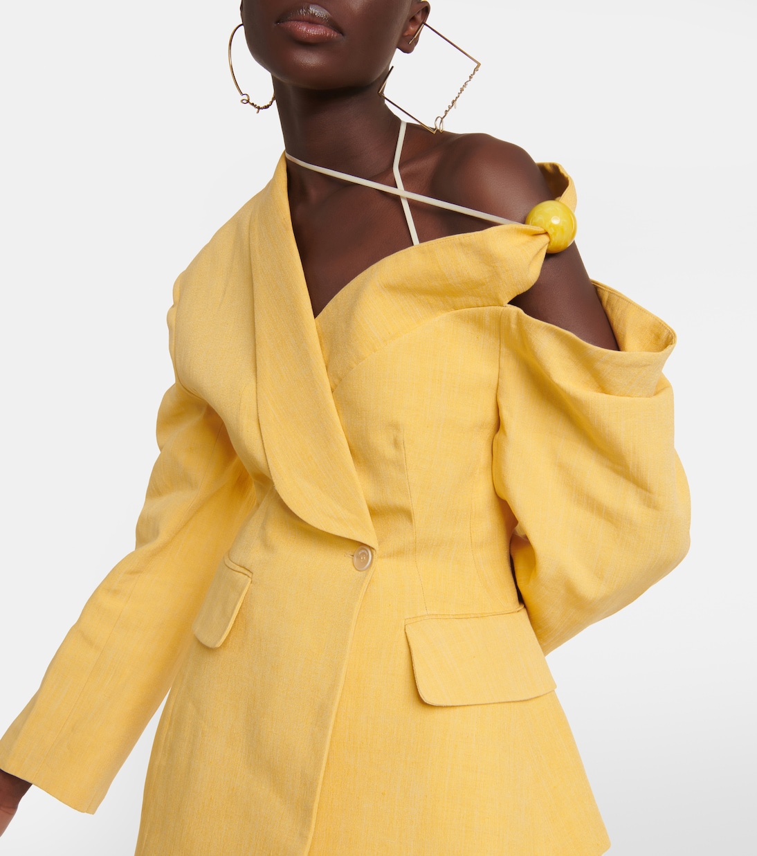 Блейзер La Veste Baska из смесового льна Jacquemus, желтый — фото 4