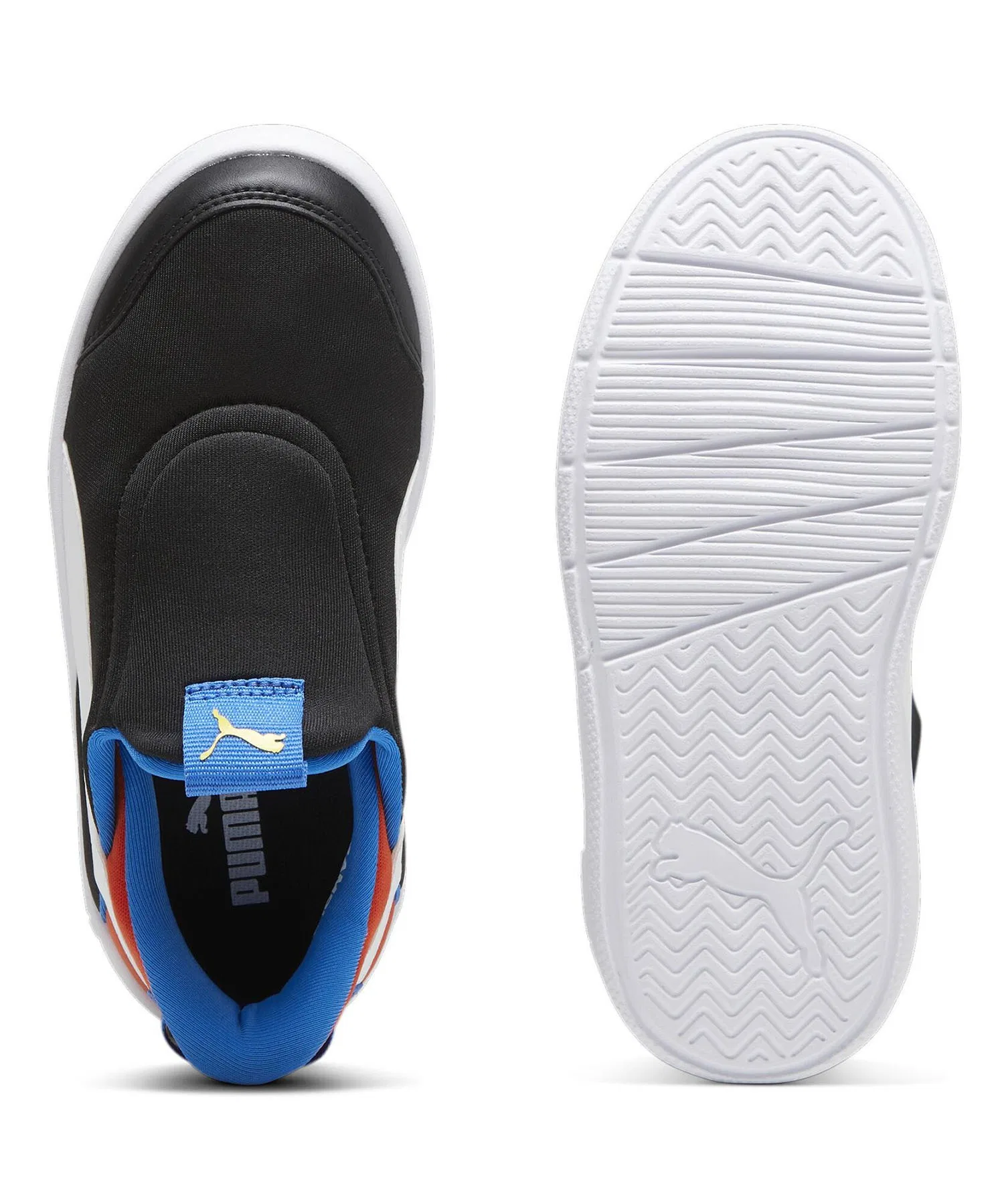 Детские кроссовки-слипоны PUMA Courtflex v3 EASE IN с белой подошвой чёрные — фото 4