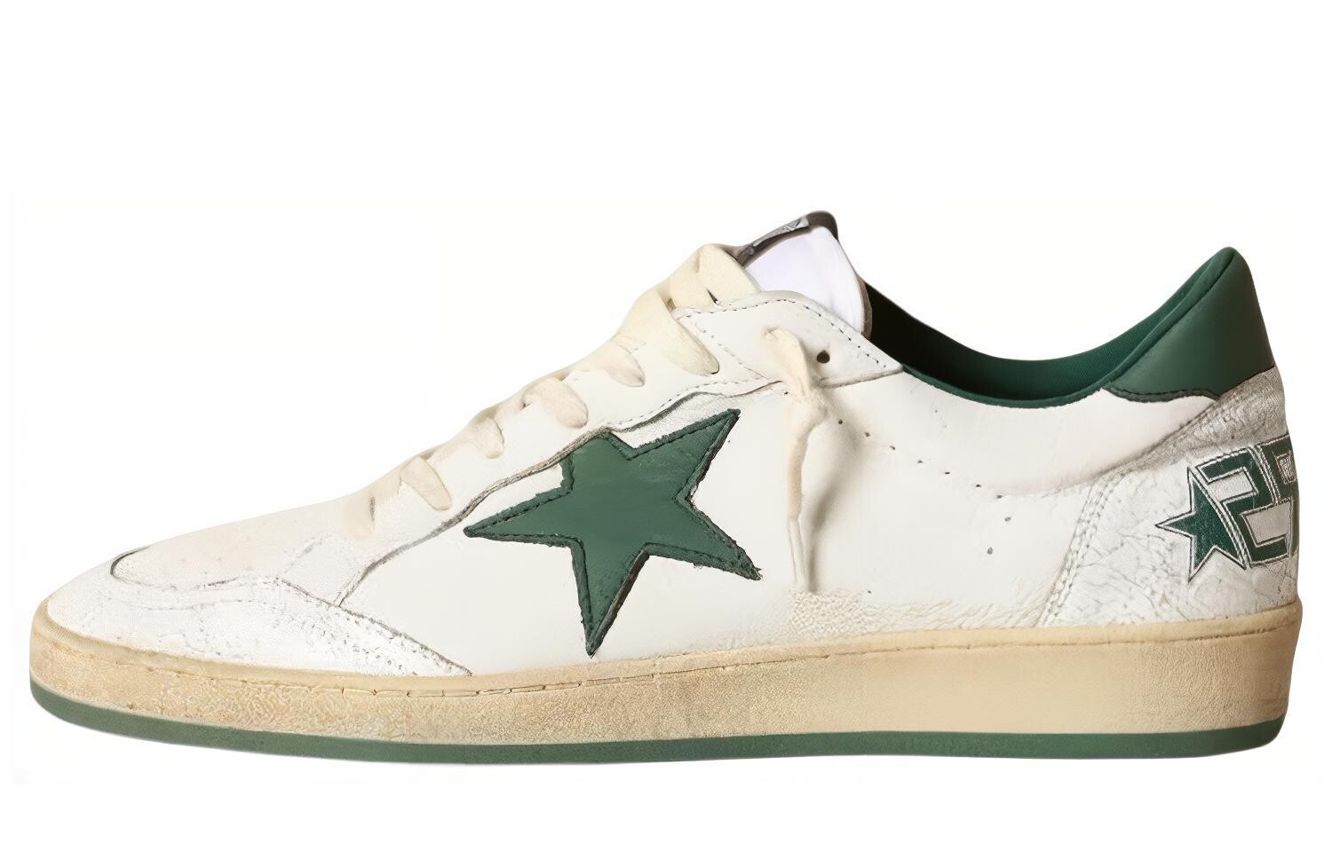Мужские кеды Golden Goose низкие с нашивкой, бело-зеленый