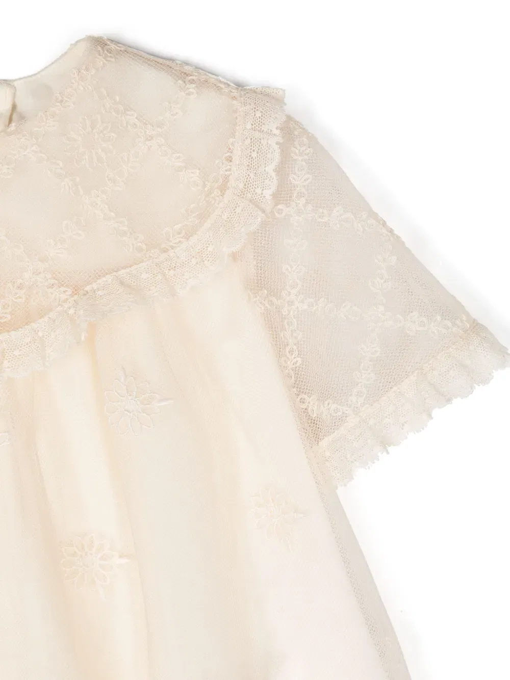 Платье из тюля с цветочной вышивкой Gucci Kids, нейтральный — фото 3
