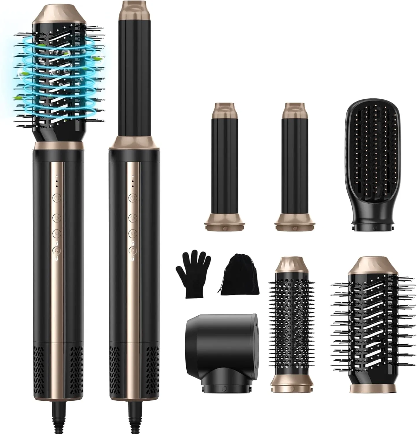 Набор для укладки волос 6-в-1 «Air Styler» мощностью 1400 Вт Ukliss, Black Gold
