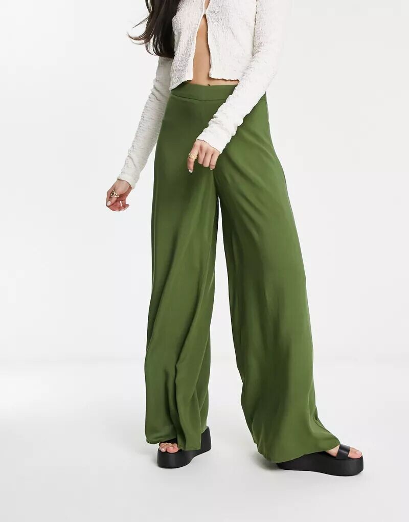

Брюки палаццо цвета хаки ASOS