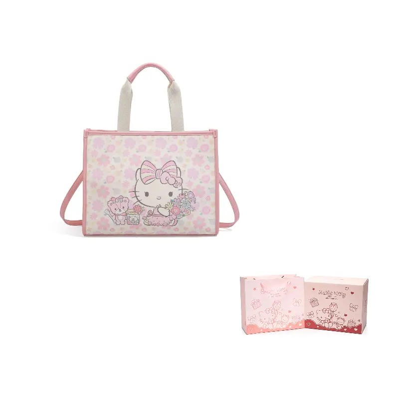 

Sanrio Hello Kitty PU Bonded Split Cow Leather Handbag Regular Women's Pink