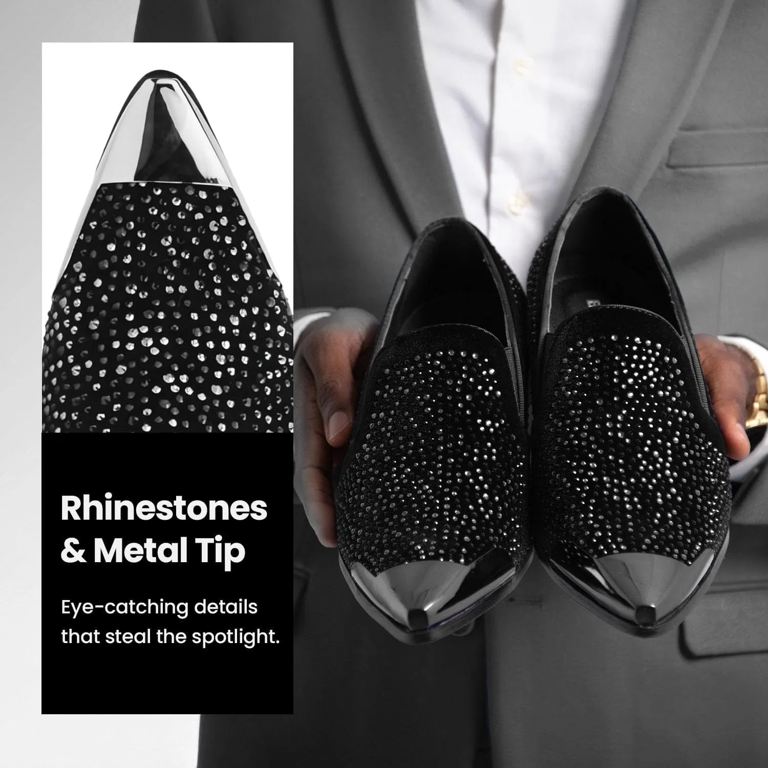 Лоферы мужские Bolano x Amali, Desta Silver/Black — фото 3