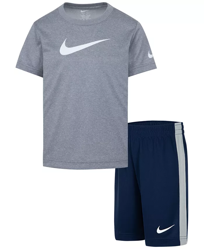 

Футболка и шорты Dri-FIT Swoosh для мальчиков, комплект из 2 предметов Nike, синий