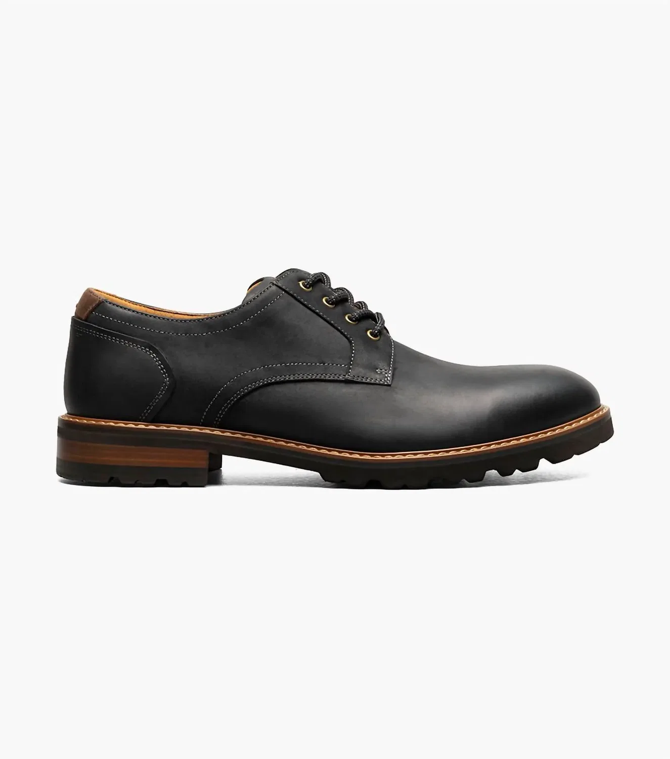 Florsheim Мужские оксфордские туфли Renegade с гладким носком, черные, Crazy Horse