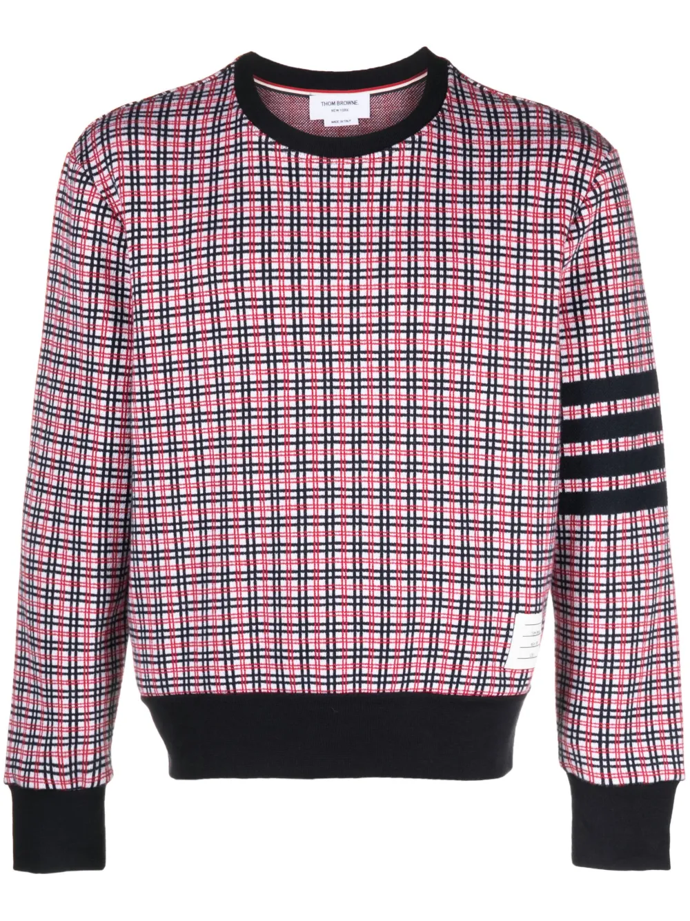 

Жаккардовая толстовка с круглым вырезом THOM BROWNE, белый