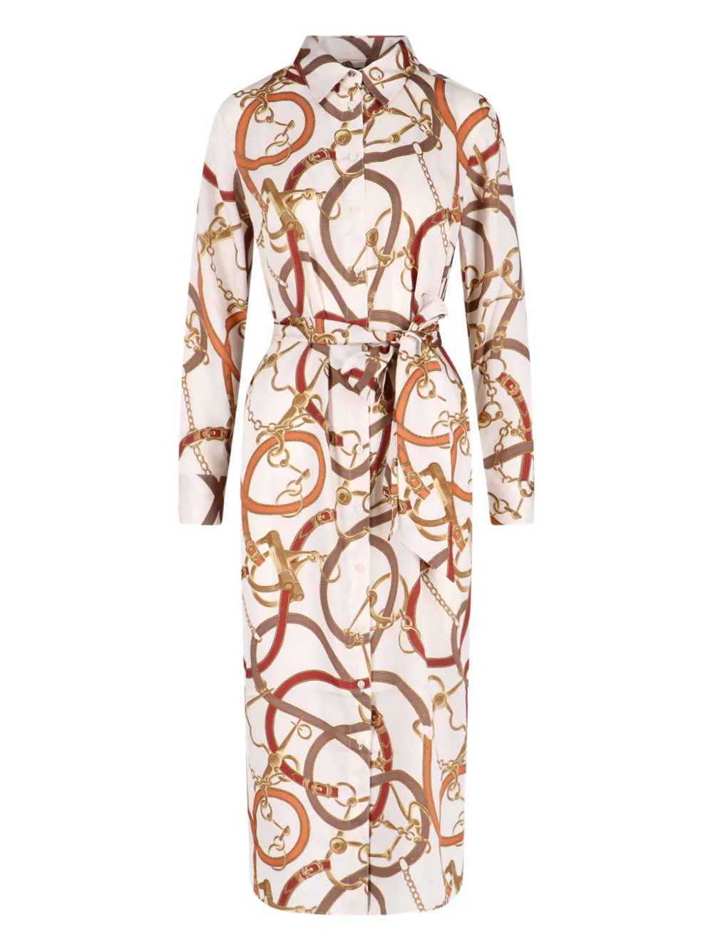 

Платье-рубашка миди с поясом Lauren Ralph Lauren, нейтральный