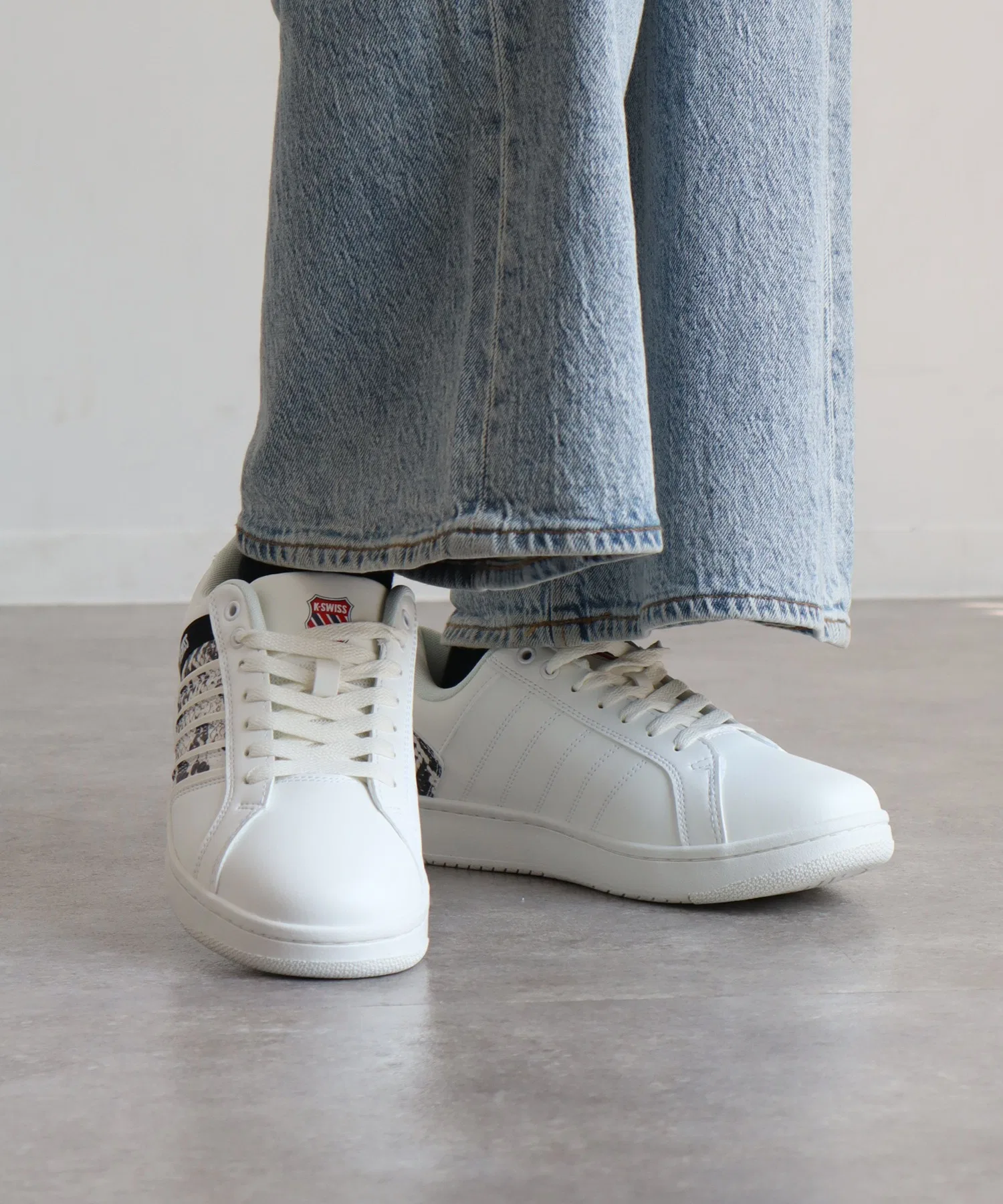 Мужские кожаные кеды K-SWISS с тиснением чёрные — фото 2