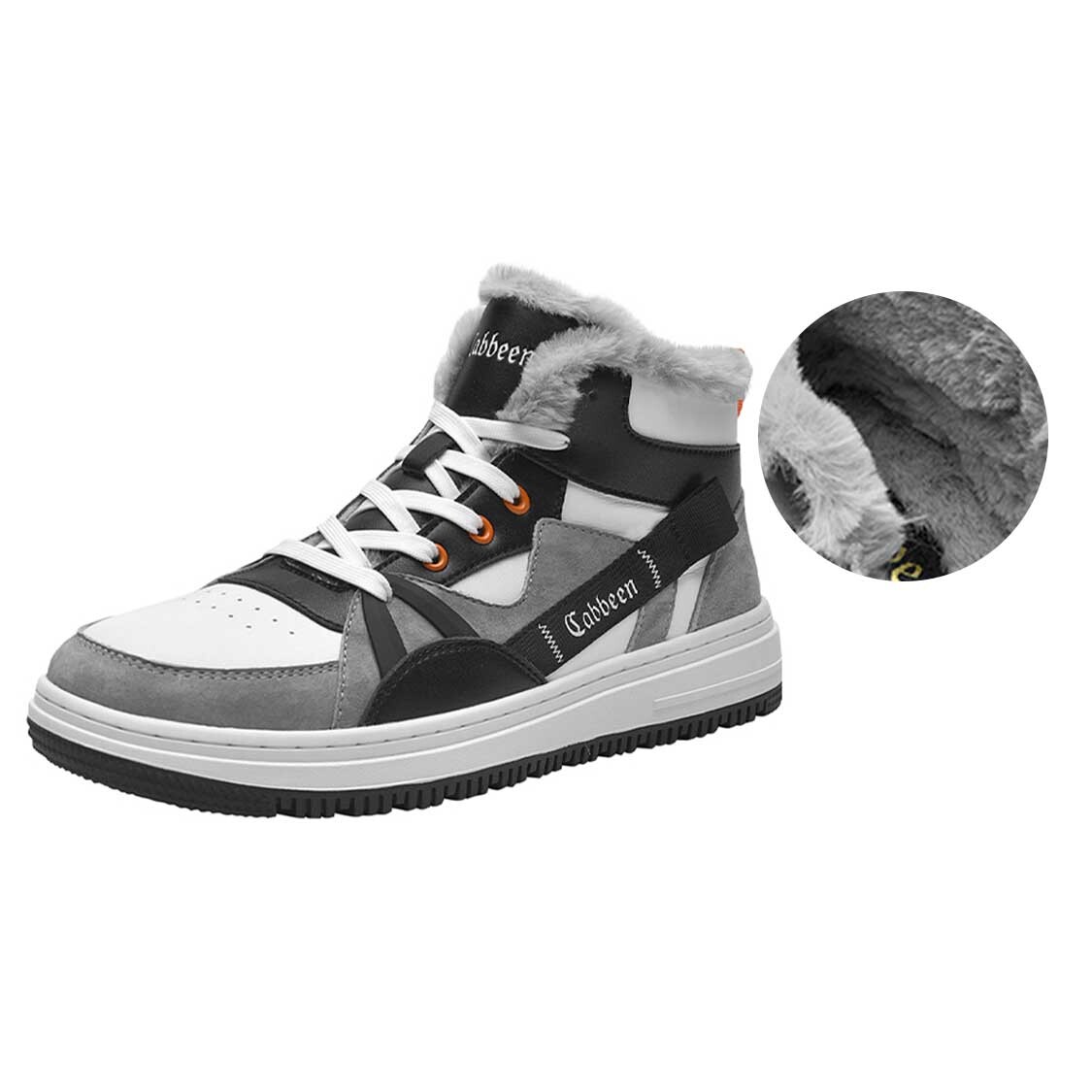 

Кроссовки Cabbeen Skateboarding Shoes Men High-top, белый/черный
