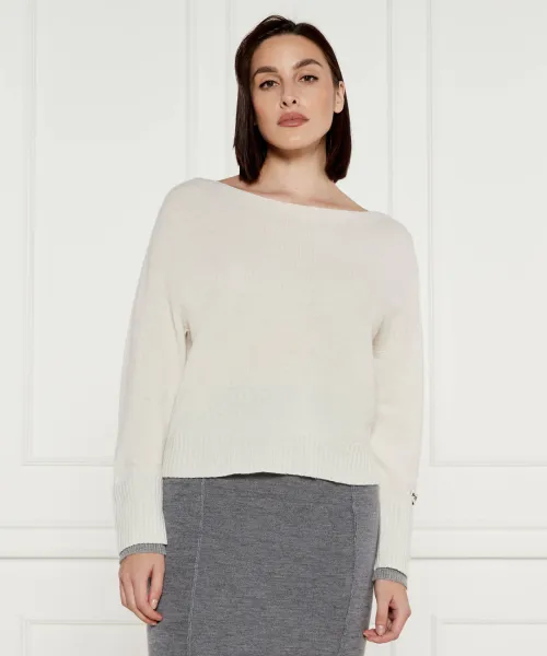 

Европейский шерстяной свитер Regular fit Pinko, бежевый