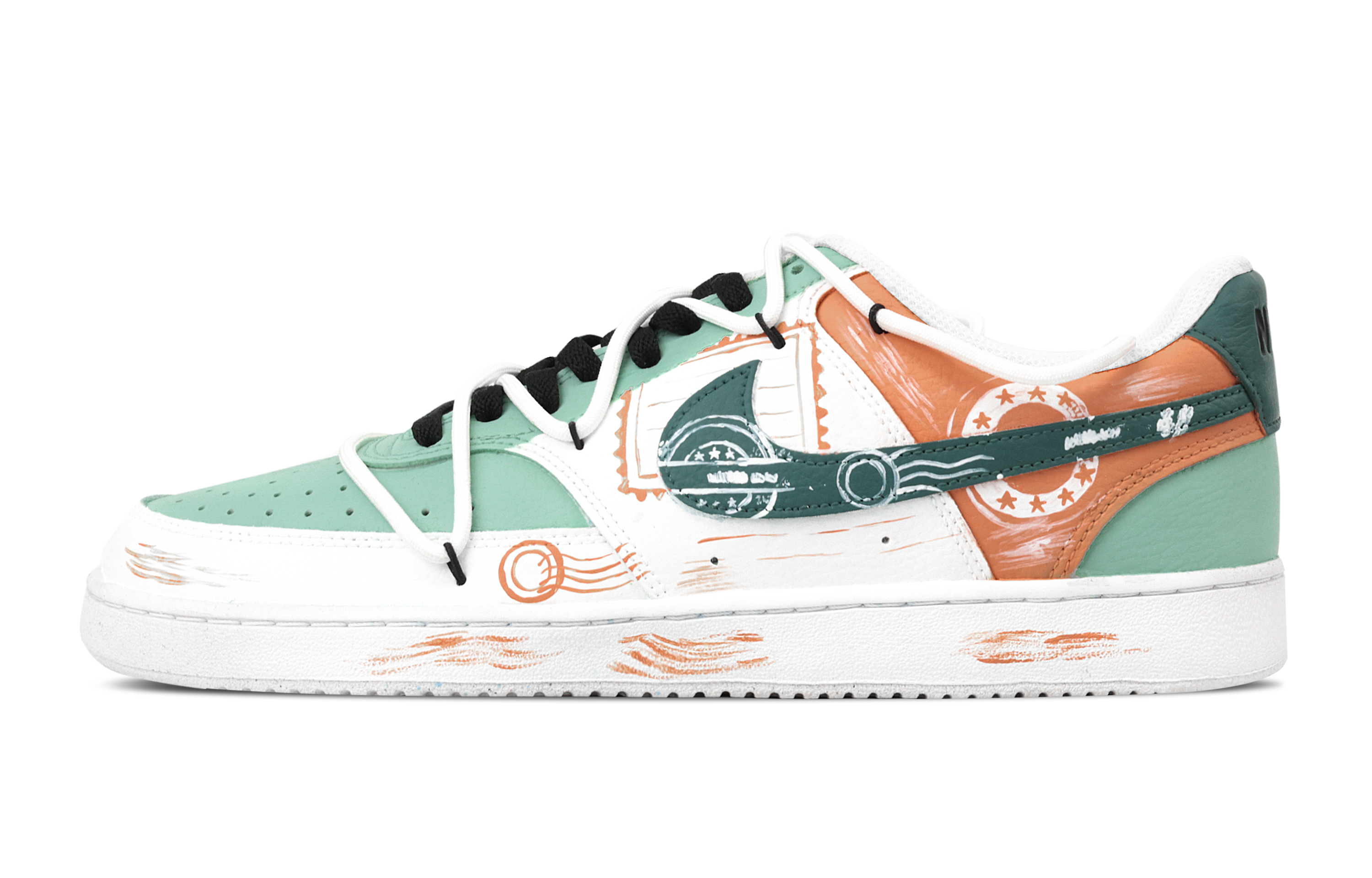 

Nike Кроссовки для скейтборда Court Vision 1 Era Change, износостойкие, низкие, мужские, оранжево-зеленые