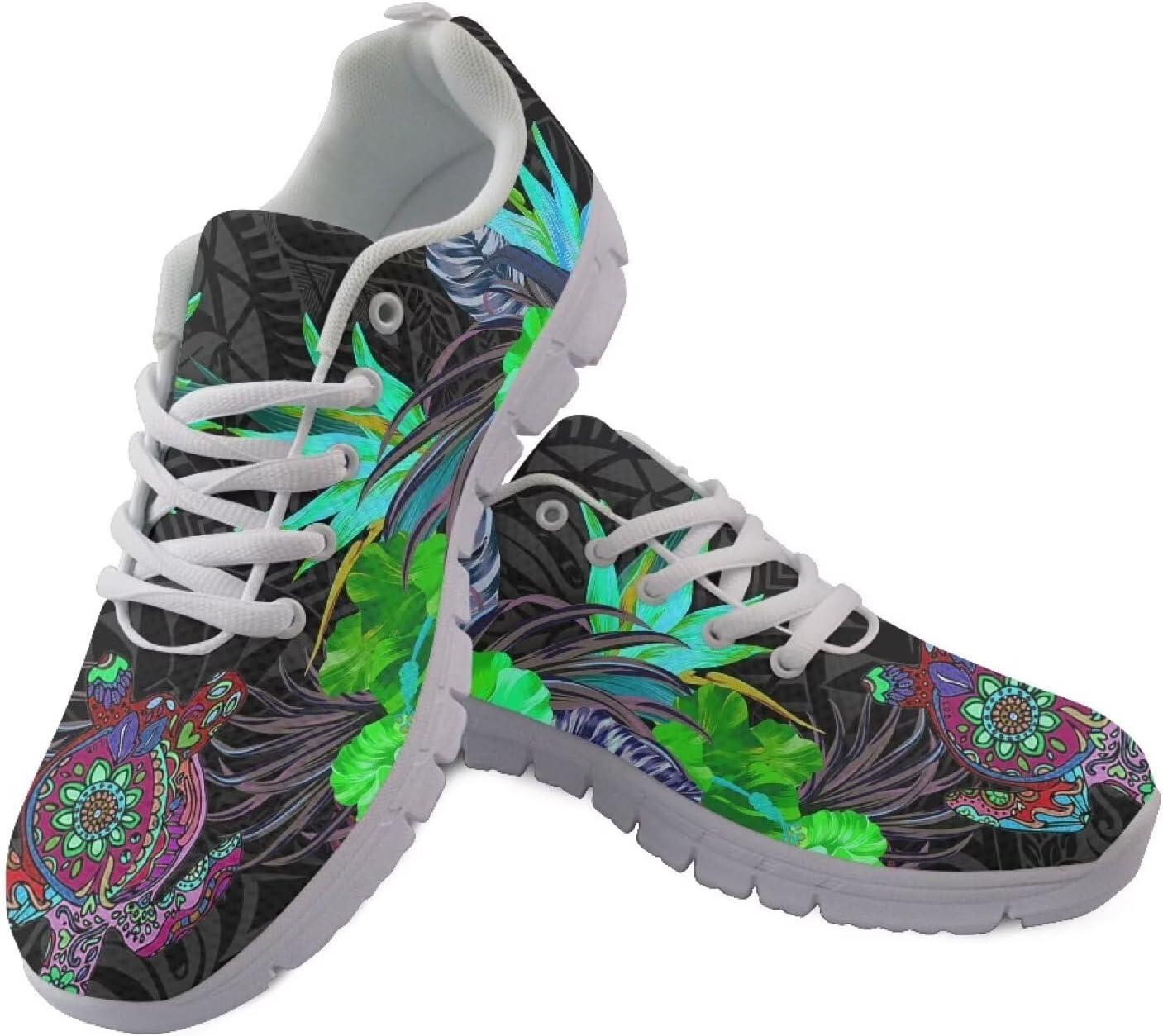 

Кроссовки для ходьбы и бега AmzPrint с гавайским полинезийским племенным принтом, для мужчин, зеленый