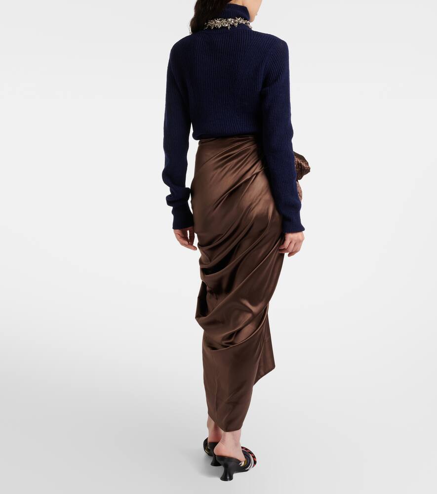 Асимметричная миди-юбка из сатина с шелком Dries Van Noten, Brown — фото 3