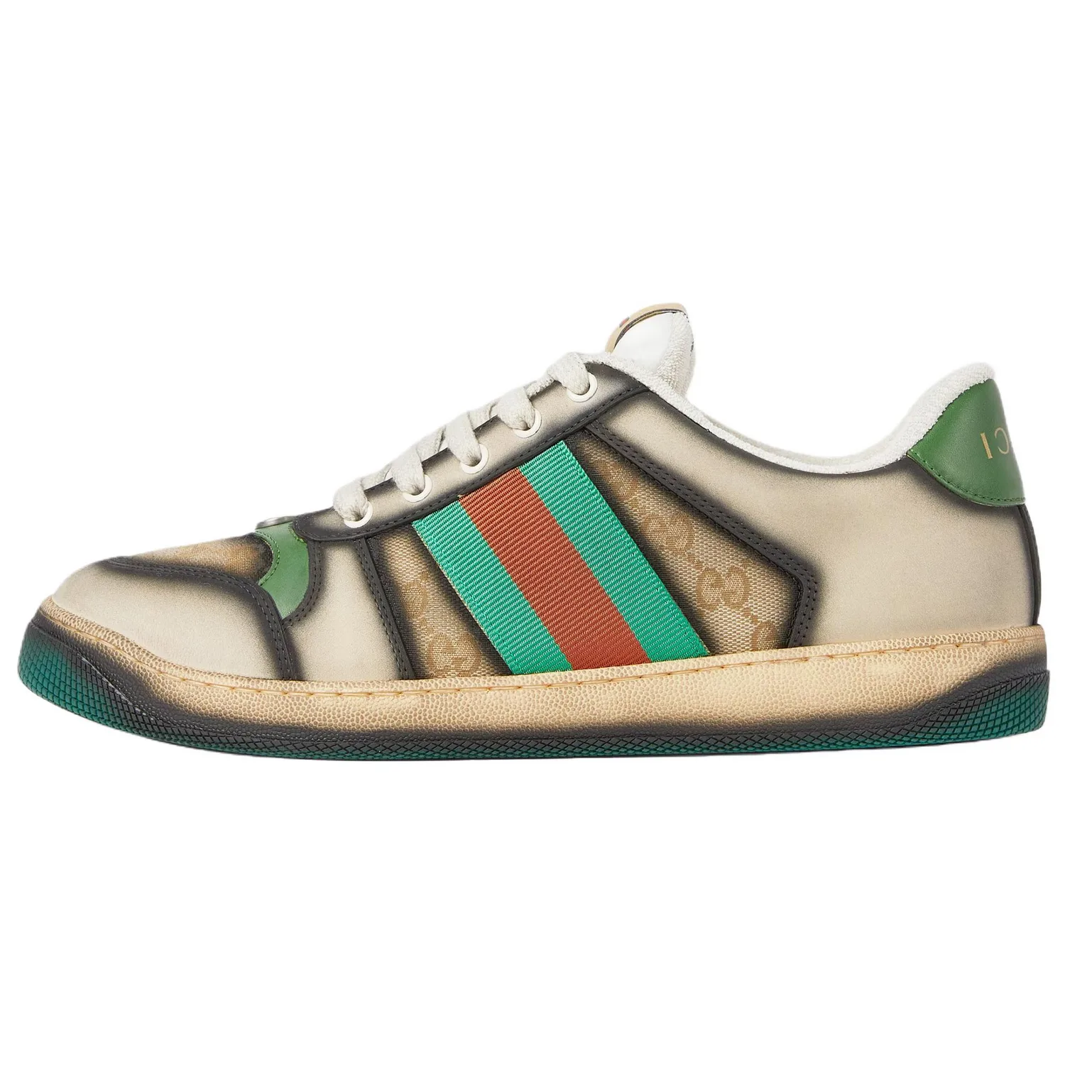 GUCCI Кроссовки скейтерские низкие кожаные мужские бежевые
