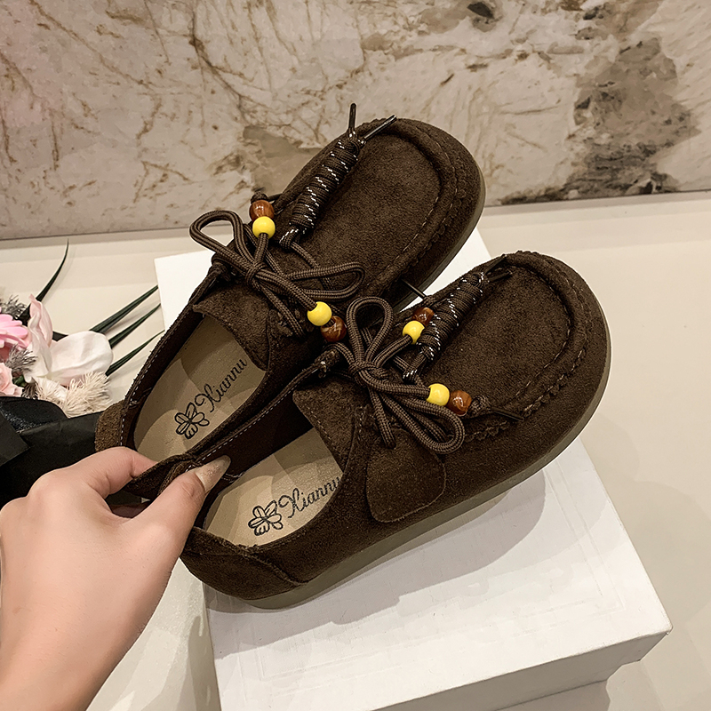 WUJI Полностью закрытые ботинки в стиле Birkenstock повседневные шнурованные гоммино лоферы с низким подъемом без подкладки - кофе, цвет Coffee — фото 3