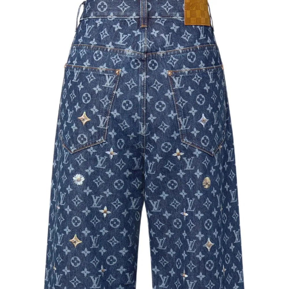 Джинсы Louis Vuitton Monogram Embroidered, синий — фото 4