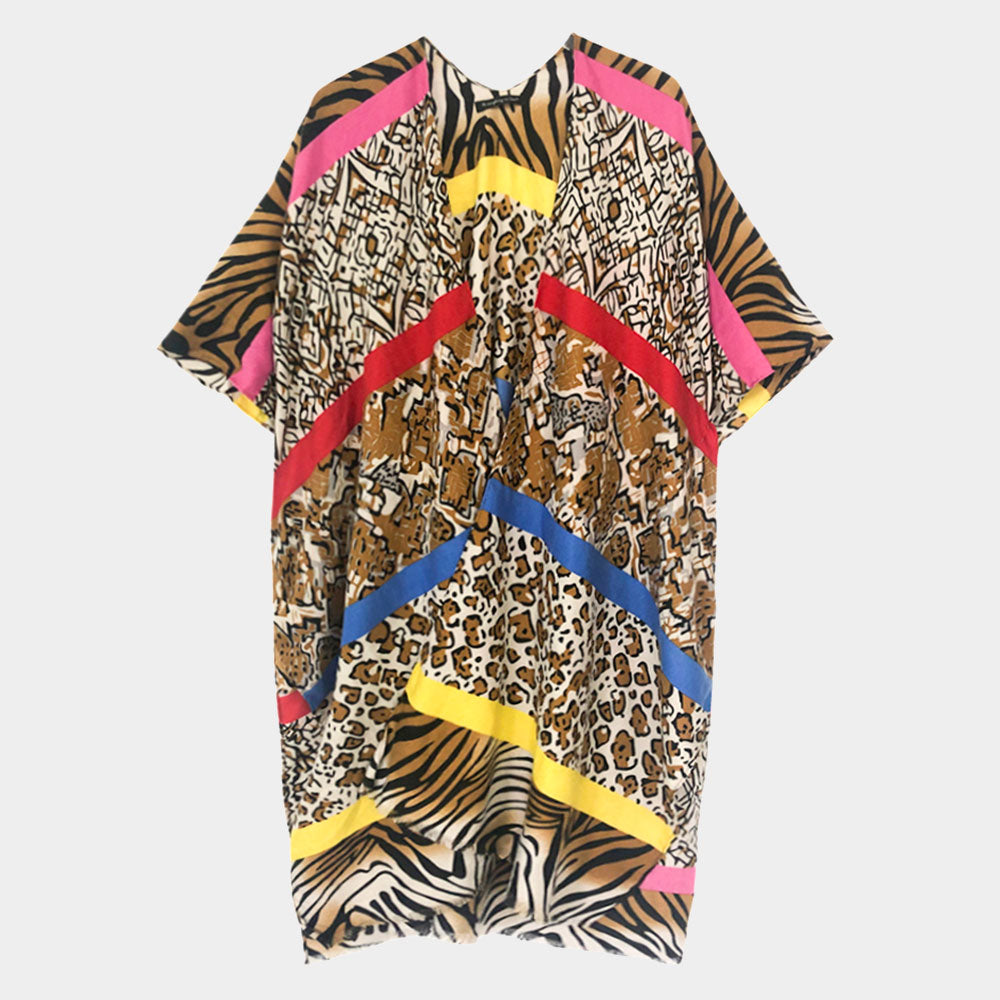 

Многоцветный принт с животными накидка кимоно пончо TRUEDAMES, фиолетовый