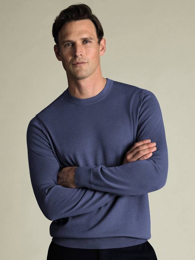 

Джемпер из мериносовой шерсти с круглым вырезом Charles Tyrwhitt, Steel Blue