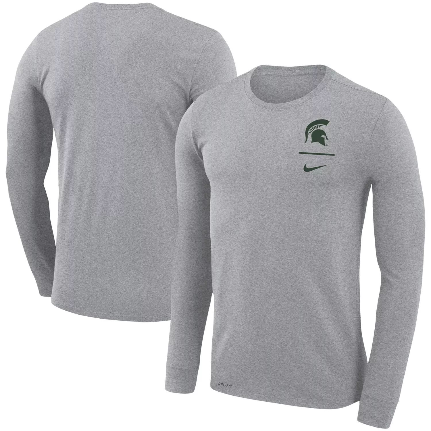 

Мужская серая футболка с длинным рукавом с логотипом Michigan State Spartans Logo Stack Legend Performance Nike, Серый, Мужская серая футболка с длинным рукавом с логотипом Michigan State Spartans Logo Stack Legend Performance Nike