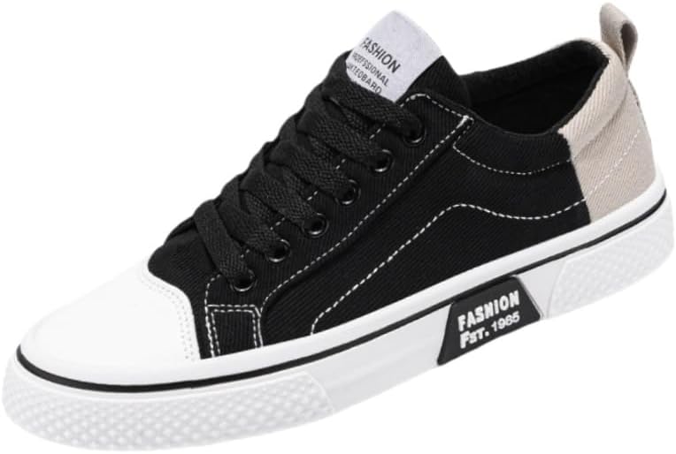 

Мужские повседневные кроссовки большого размера из хлопка для скейта - классический низкий стиль уличной одежды, закругленный носок, легкие и дышащие, идеально подходят для образов весной и осенью Fusecottc, черный