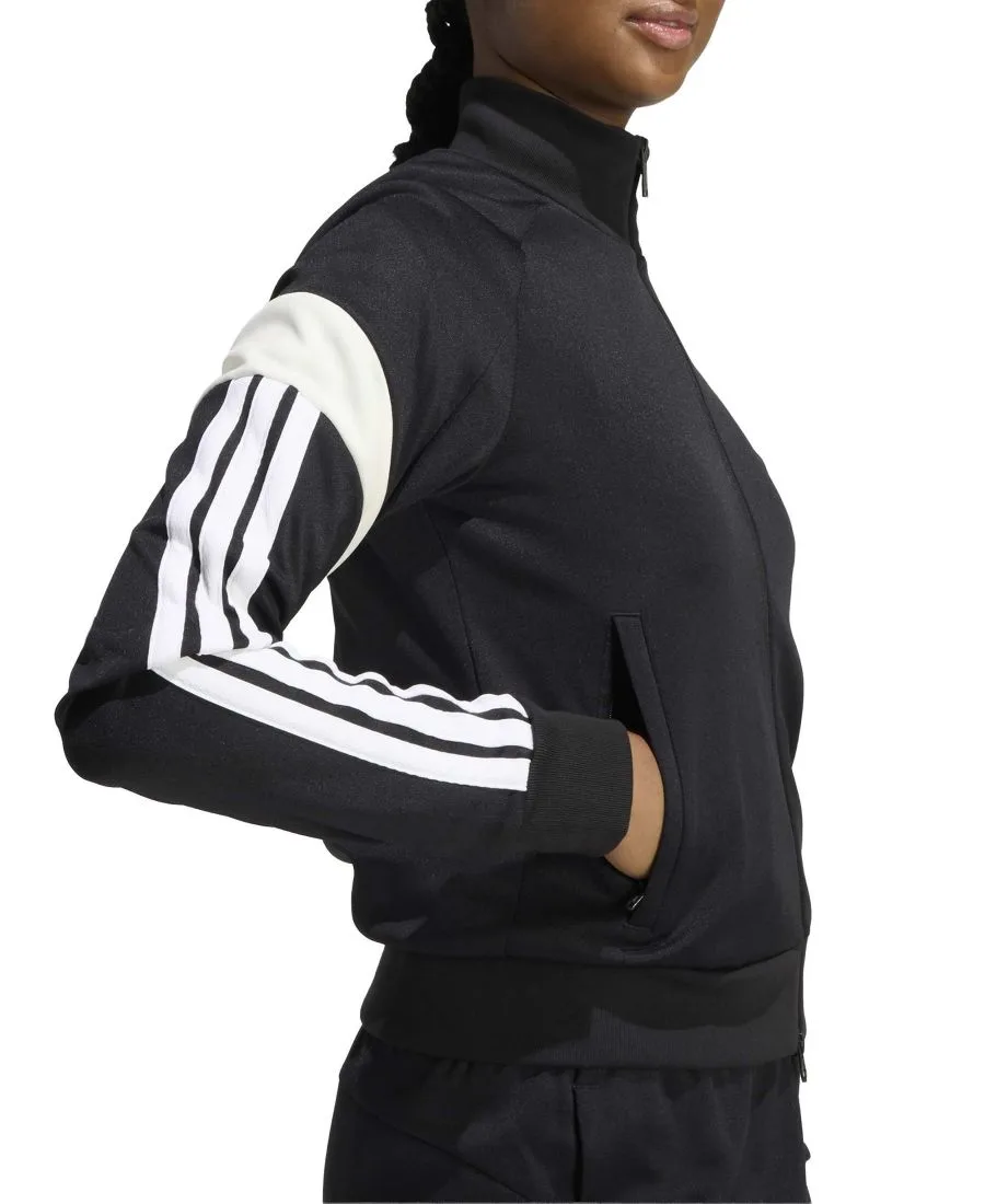 Женская облегающая спортивная куртка Tiro Adidas, черный/off белый/белый — фото 3