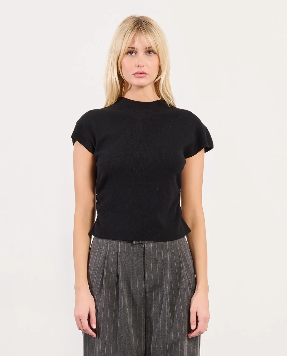 

Женский джемпер с коротким рукавом и закрытым воротником Lili Sidonio, черный