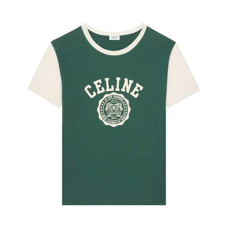 

Футболка CELINE Blason Regular T-Shirt 'Moss Green/Washed White', зеленый