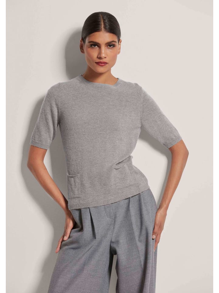 

MADELEINE Тонкий вязаный свитер с добавлением кашемира, серо-меланжевого цвета