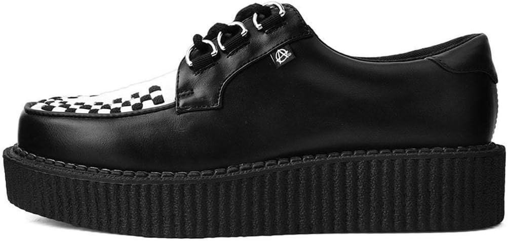 Женские и мужские кроссовки T.U.K. Anarchic Creeper, Искусственная кожа, круглый носок, Шнуровка с 3 D-образными кольцами, низкая платформа, Подошва с эффектом памяти для повседневной носки, белый/черный — фото 4