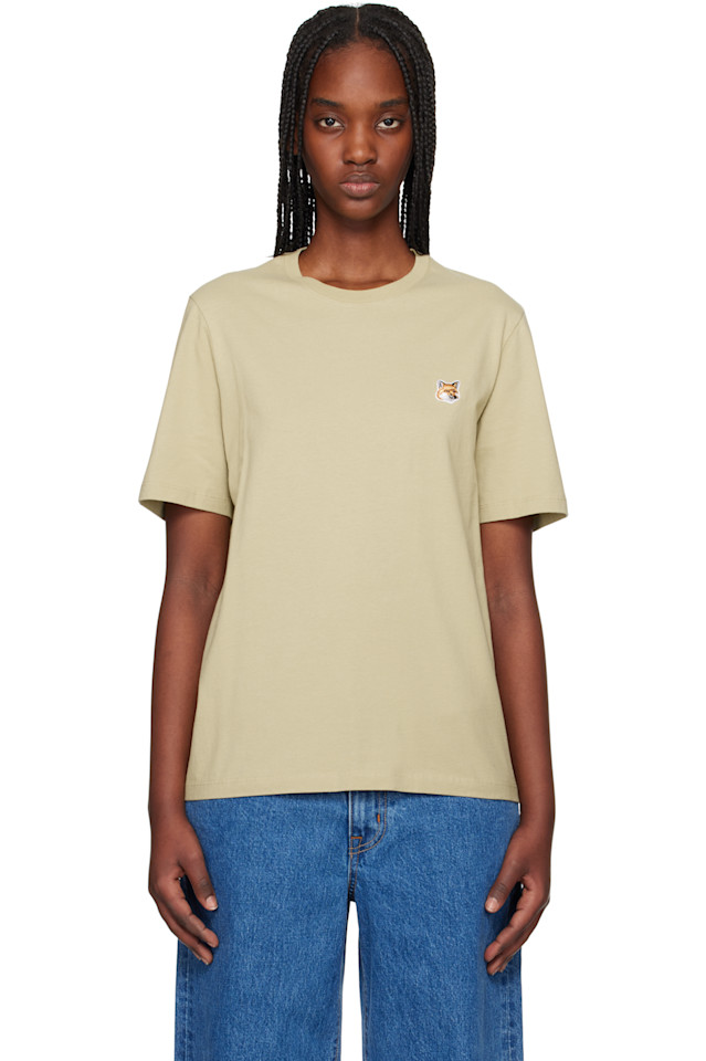 

Футболка с вышивкой лисьей головы Regular Maison Kitsuné, цвет canvas