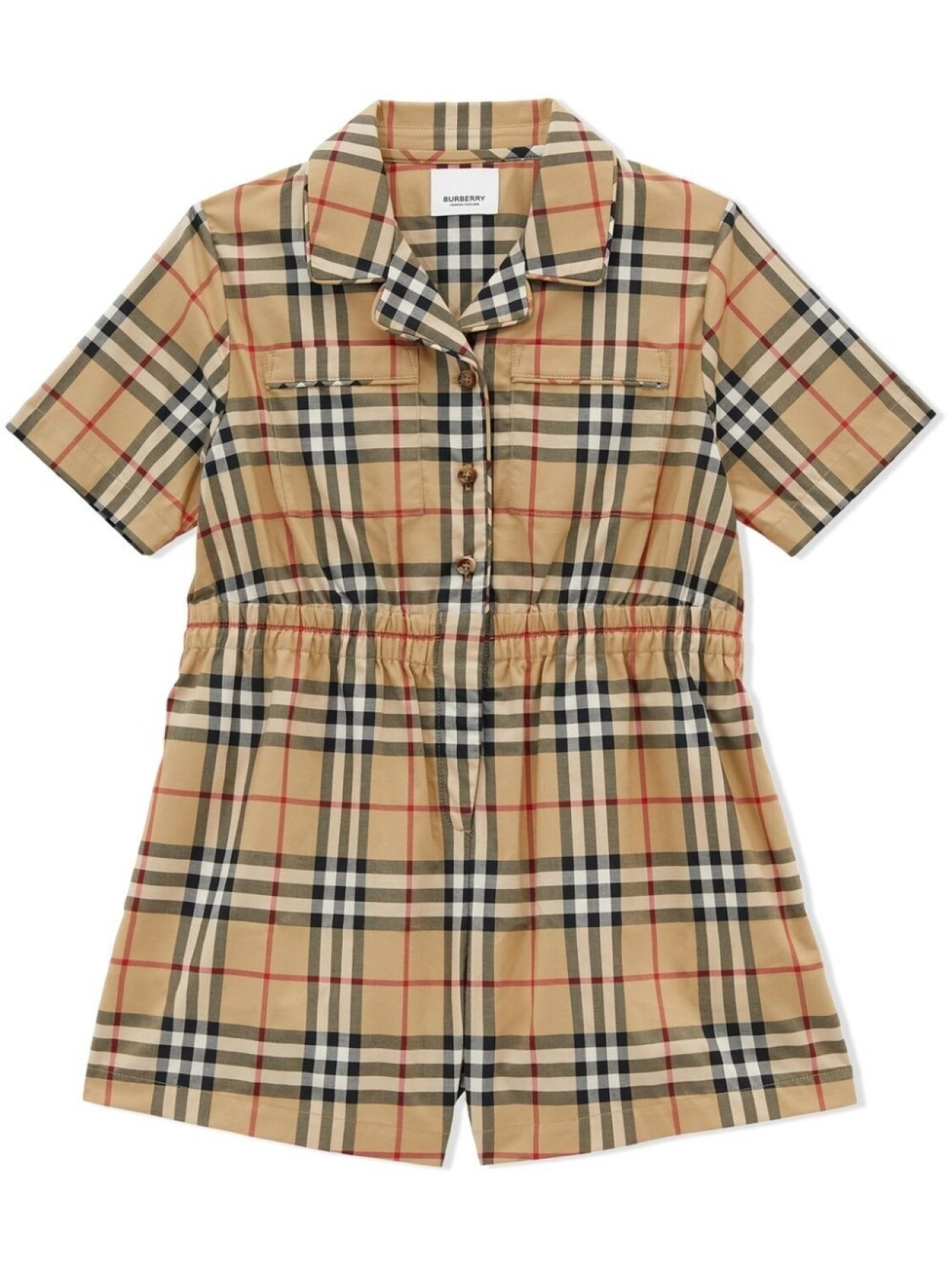 

Burberry Kids твиловый комбинезон в клетку Vintage Check, коричневый