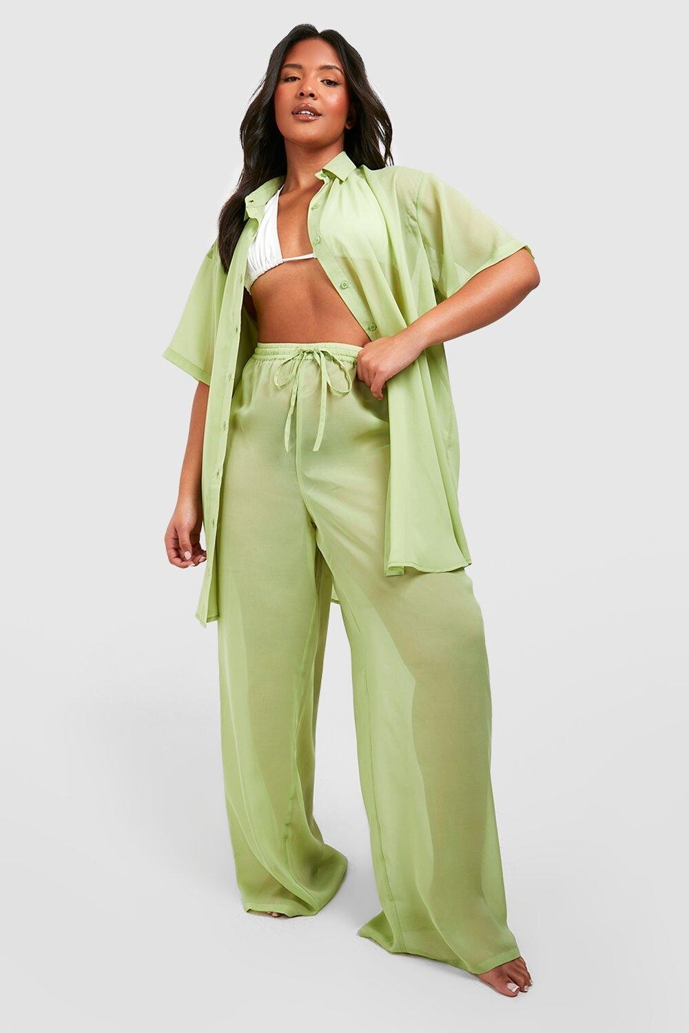 

Пляжные брюки Plus Essentials boohoo, зеленый
