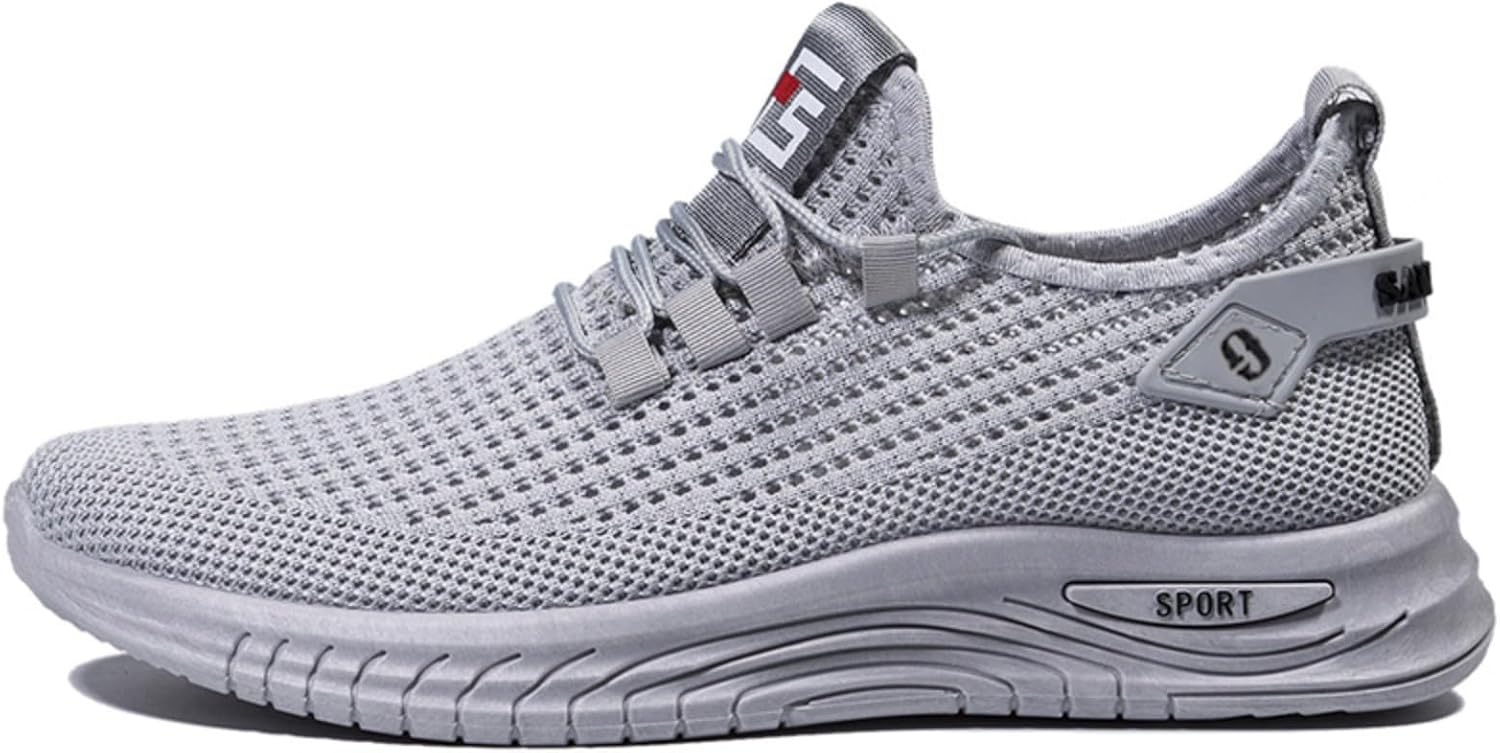 

Мужские перфорированные дышащие повседневные кроссовки - легкие шнурованные туфли для прогулок с мягкой стелькой EVA для лета и весны Azttoztto, серый