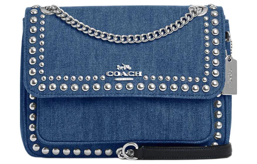 

Klare Denim с фактурной кожаной отделкой на плече, кросс-боди среднего размера, женская джинсовая синяя COACH
