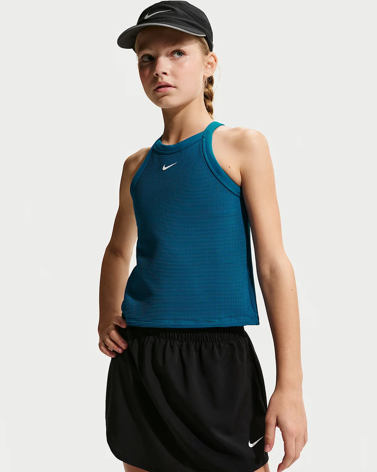 Девичья майка Nike с высоким воротом, Green Abyss/White