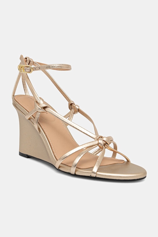 Кожаные сандалии Metal Leather Knots Wedge Sandal Tommy Hilfiger, золотой