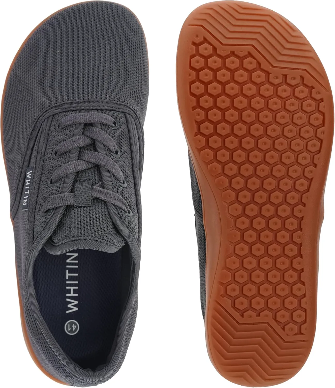 

Мужские широкие кеды WHITIN из холщовой ткани | Подошва с нулевым перепадом | Минималистичная обувь, серый