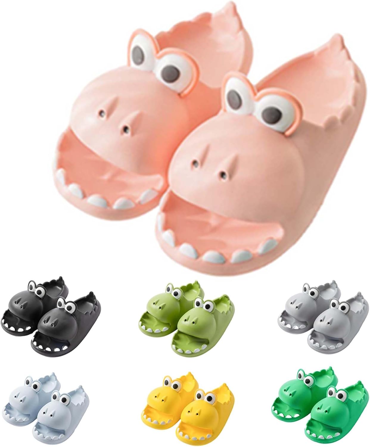 

Мужские и женские шлепанцы ZNEL с динозаврами, мягкие шлепки на толстой подошве с антискользящей поверхностью для душа, пляжа, бассейна и спа, экологичные сандалии (размер 11.5-12.5 (28 см), серый)