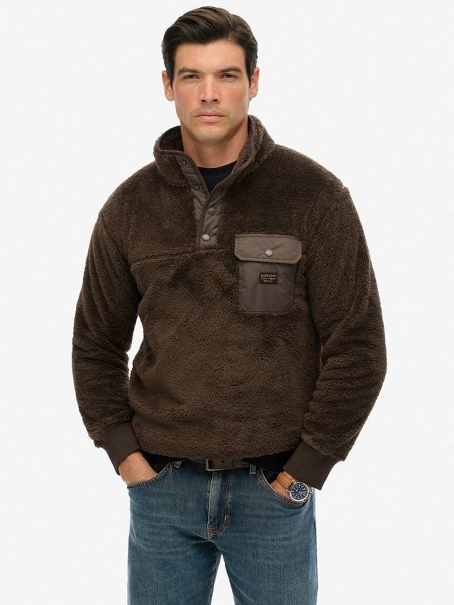 

Хенли из высоковорсового флиса Superdry, Slate Brown