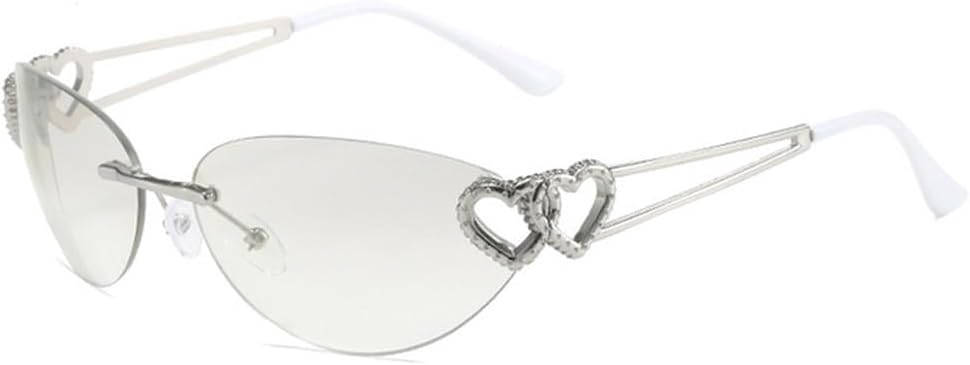 

Модные панк-солнцезащитные очки для женщин и мужчин с зеркальными линзами, эстетичным дизайном и декором в виде сердца, защита от ультрафиолета UV400, SUN1950 Generic, Silver Silver