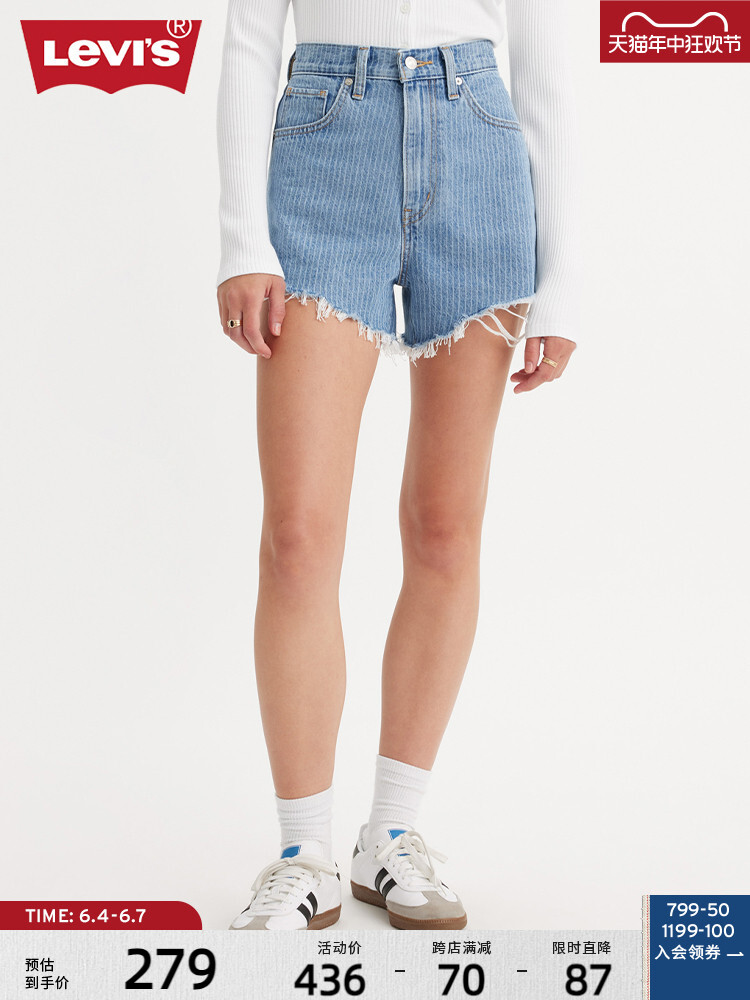 

Шорты джинсовые женские Levi's Ice Cool Series в полоску, синий / белый