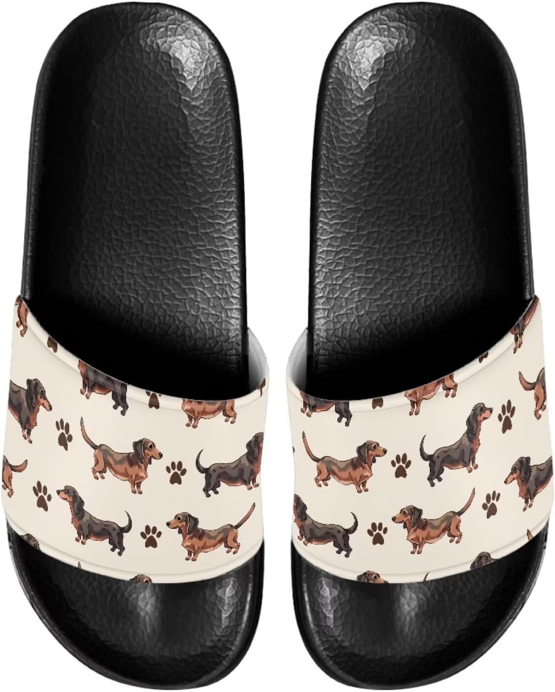 

Противоскользящие сланцы для женщин и мужчин, открытые босоножки для дома, удобные плоские шлепанцы для ванной и пляжа Annejudy, Dachshund Paw