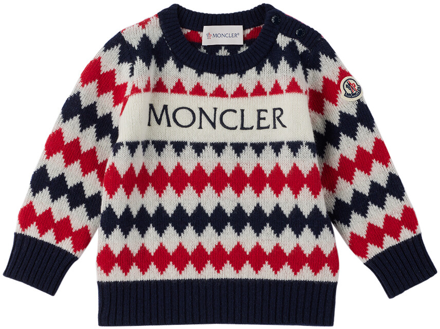 

Детский темно-синий свитер с красными ромбами Moncler Enfant