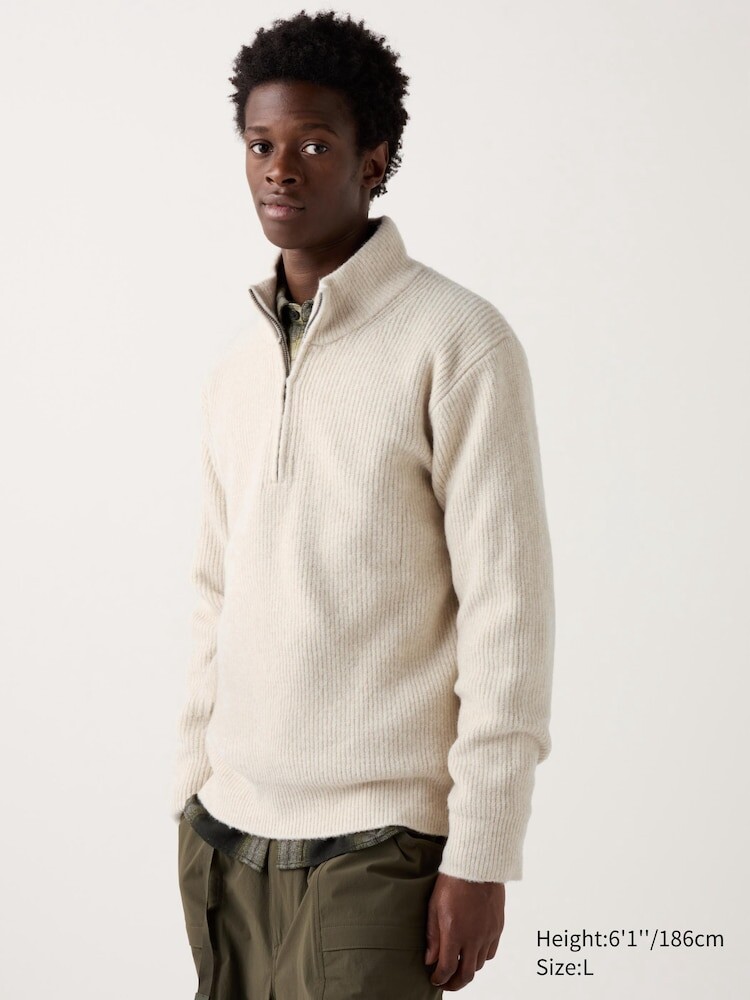 

Джемпер из пряжи-суфле на молнии Uniqlo, цвет 30 бежевый